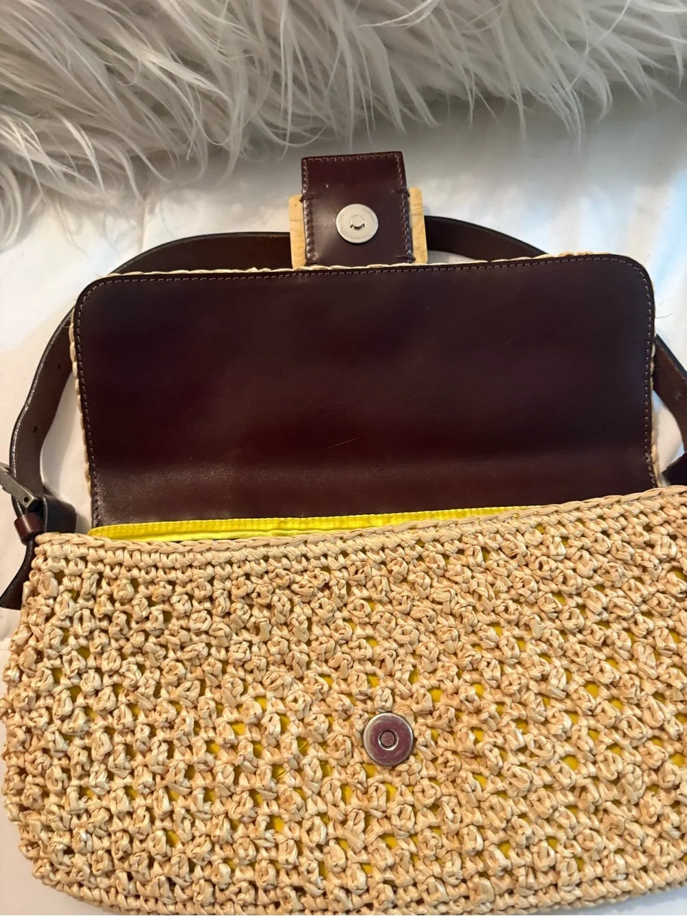 Rare Fendi Zucca Mamma Baguette Handbag Hobo Bag Beige Brown